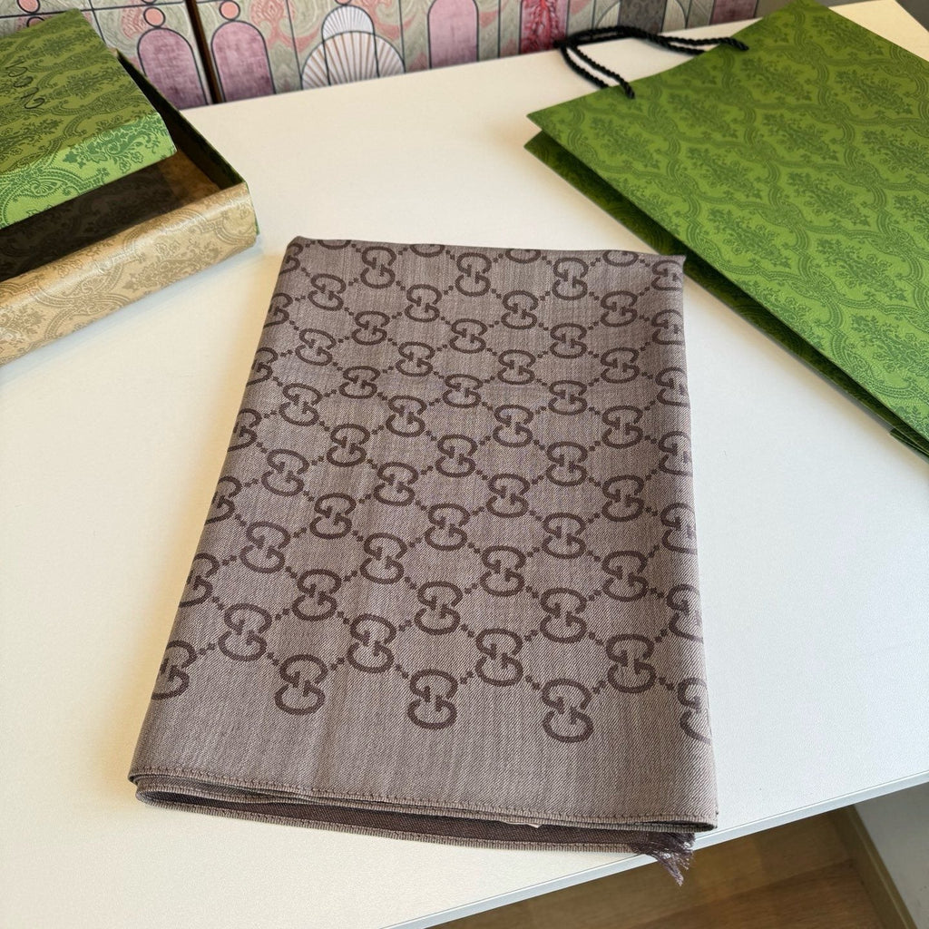 Gucci Reversible Monogram Fringe Scarf product image 11, provided for visual reference and product detail review