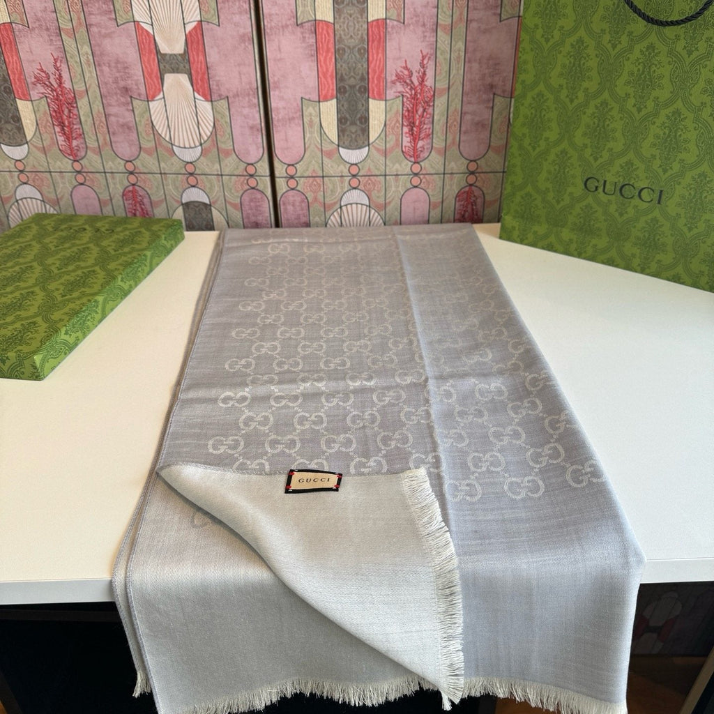 Gucci Fringed Monogram Scarf product image 2, provided for visual reference and product detail review