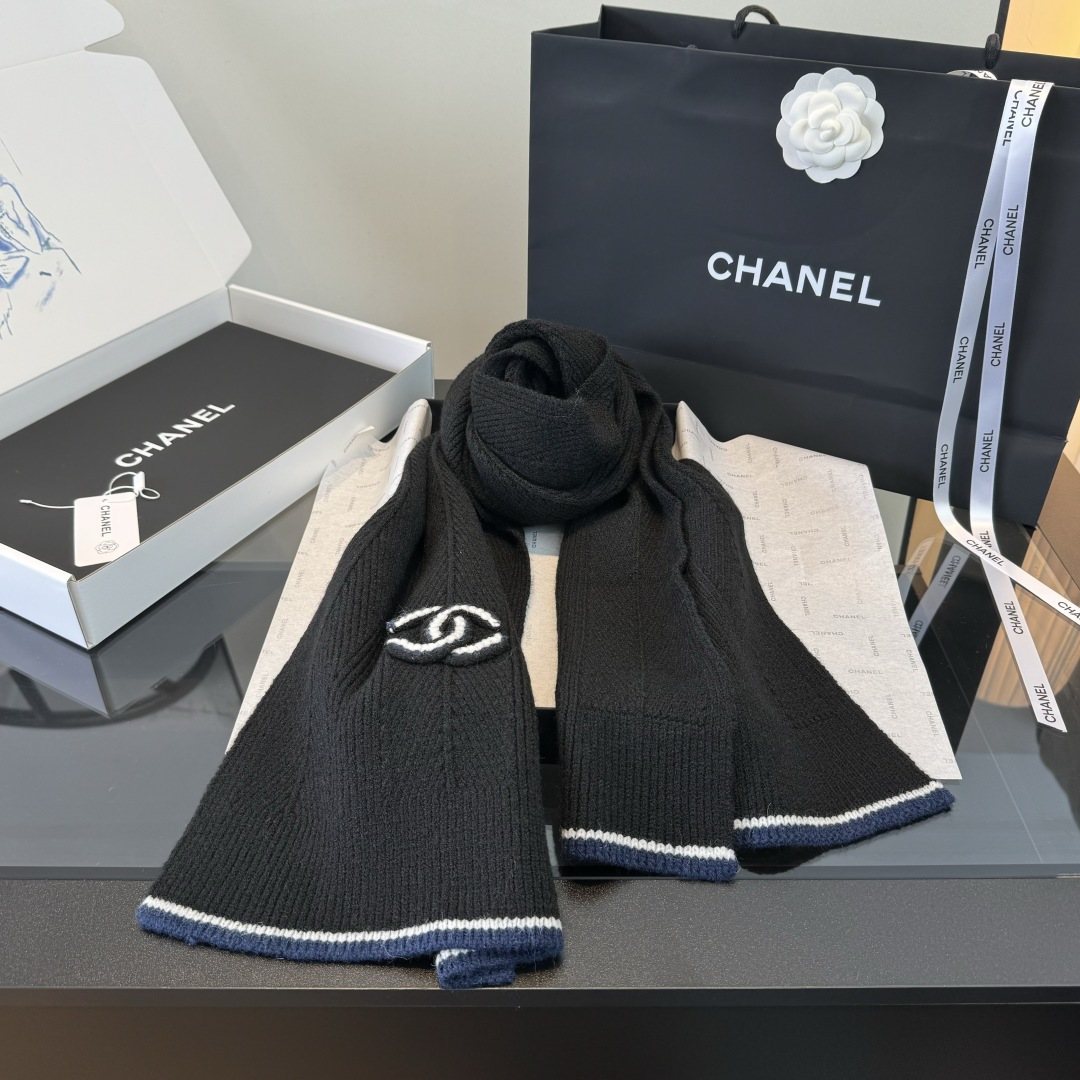 Chanel Embroidered Knitted Scarf product image 3, provided for visual reference and product detail review