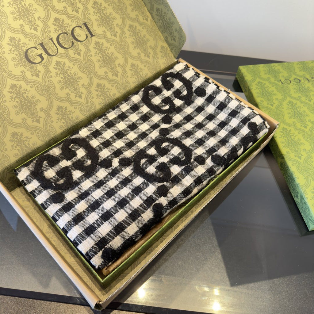 Gucci Black & White Check Scarf product image 5, provided for visual reference and product detail review