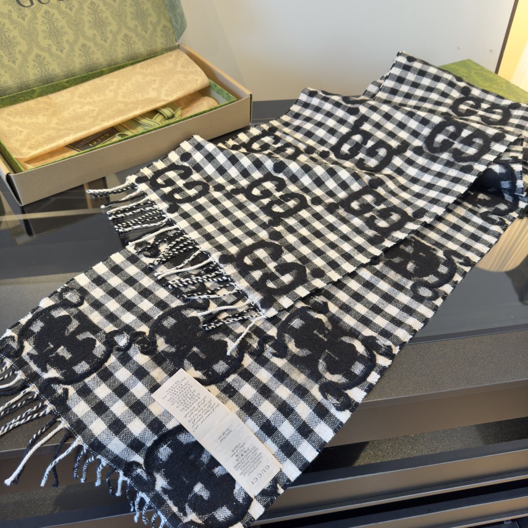 Gucci Black & White Check Scarf product image 3, provided for visual reference and product detail review