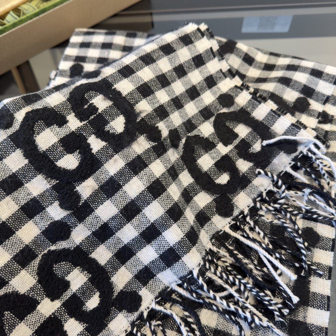 Gucci Black & White Check Scarf product image 6, provided for visual reference and product detail review