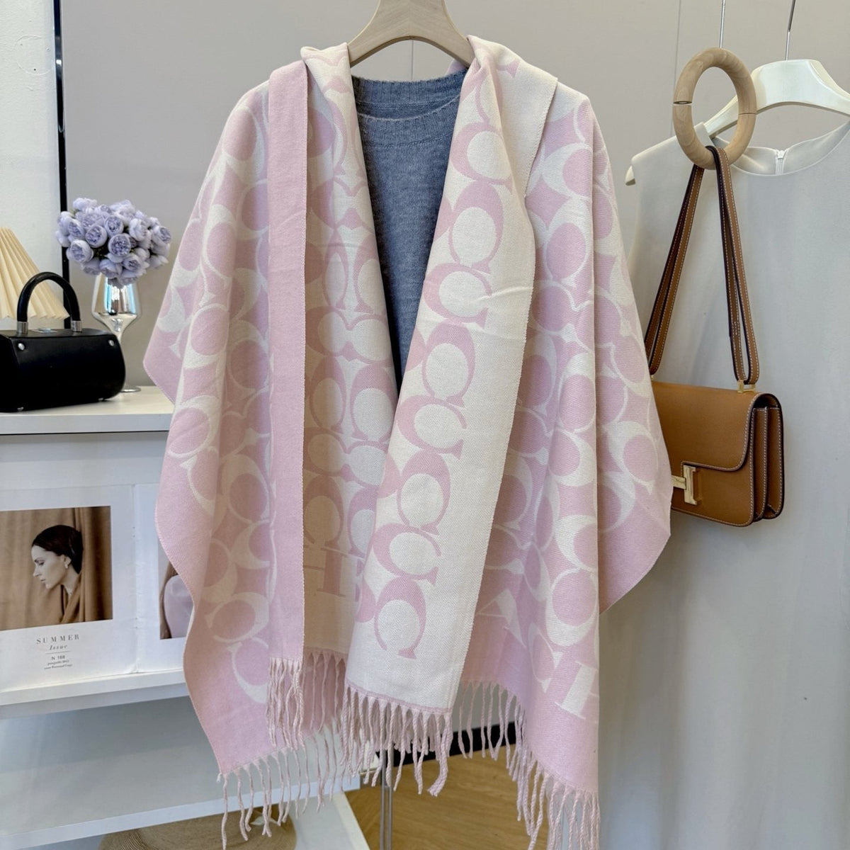 Coach Fringed Woven Motif Scarf product image 2, provided for visual reference and product detail review
