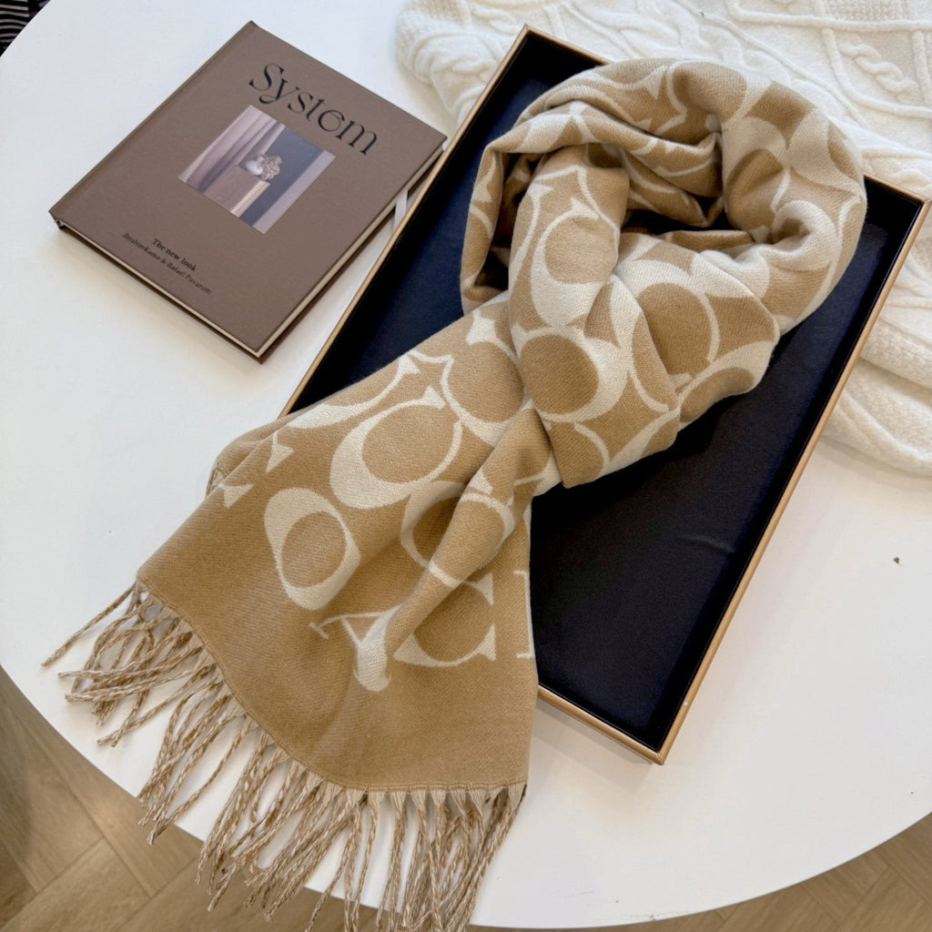 Coach Fringed Woven Motif Scarf product image 9, provided for visual reference and product detail review