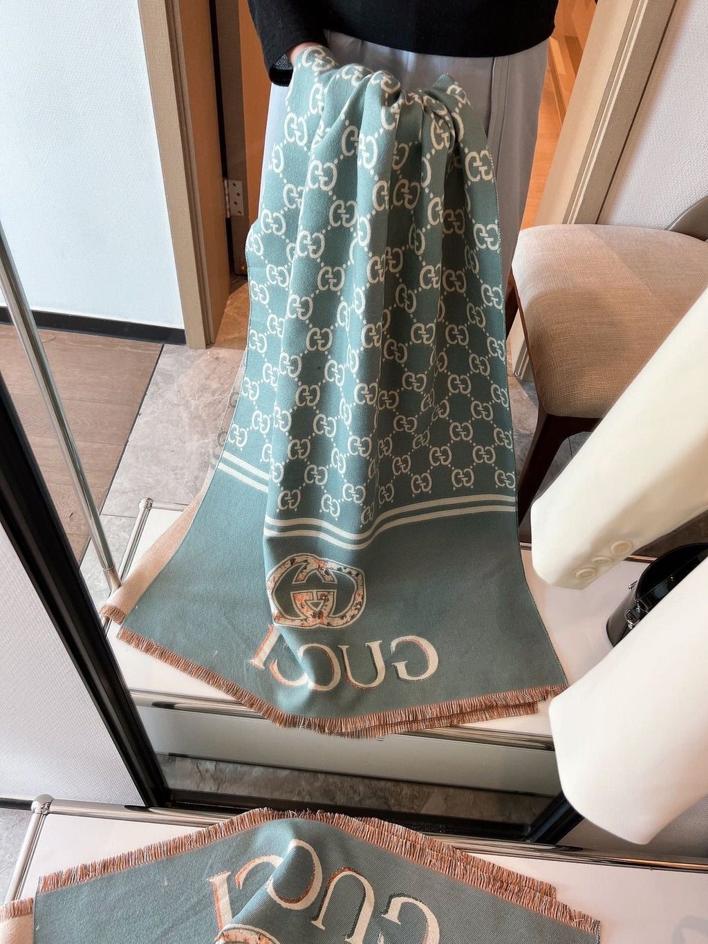 Gucci Jacquard Logo Scarf product image 5, provided for visual reference and product detail review
