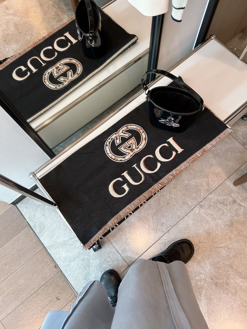 Gucci Jacquard Logo Scarf product image 4, provided for visual reference and product detail review