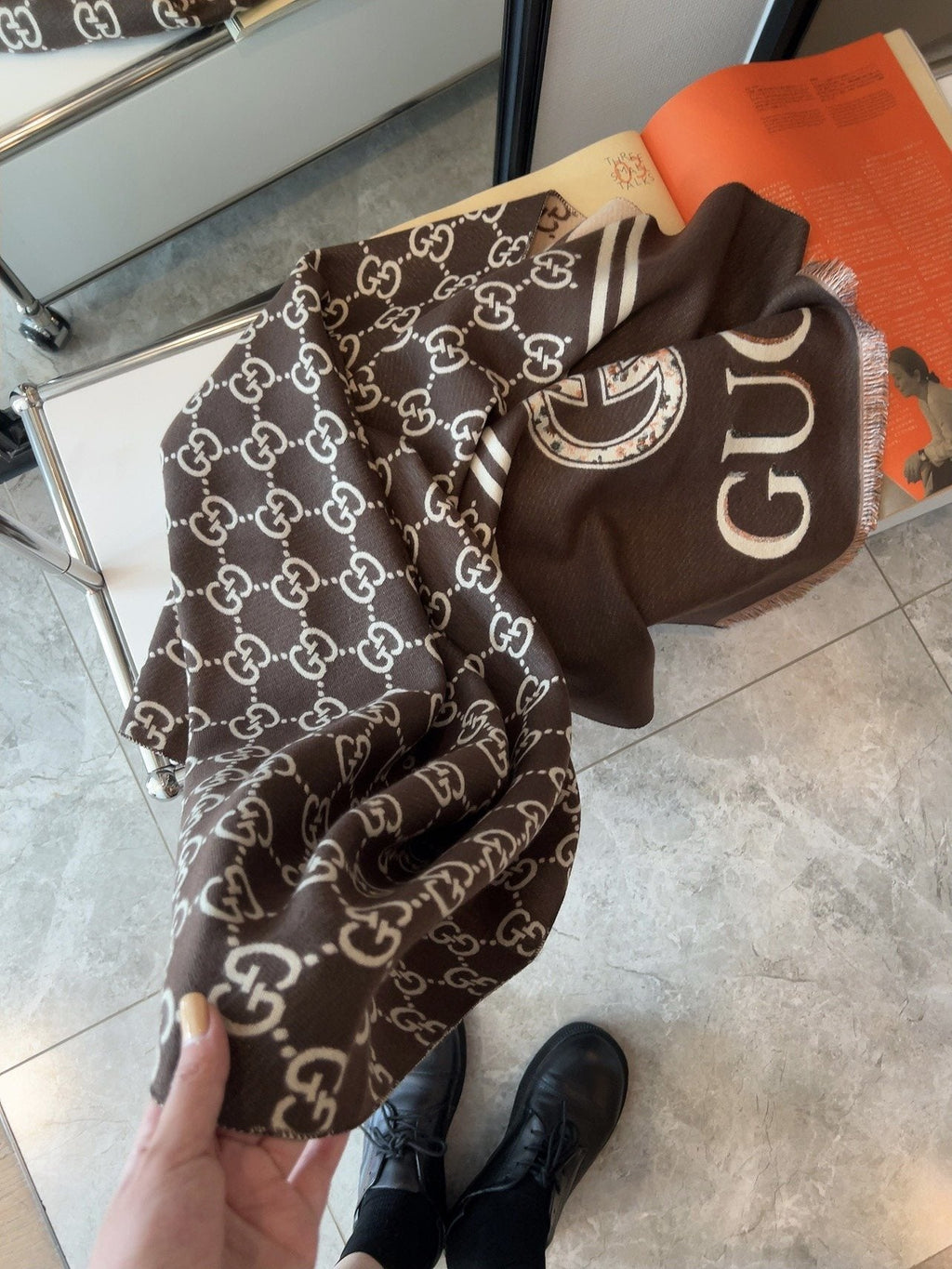 Gucci Jacquard Logo Scarf product image 2, provided for visual reference and product detail review