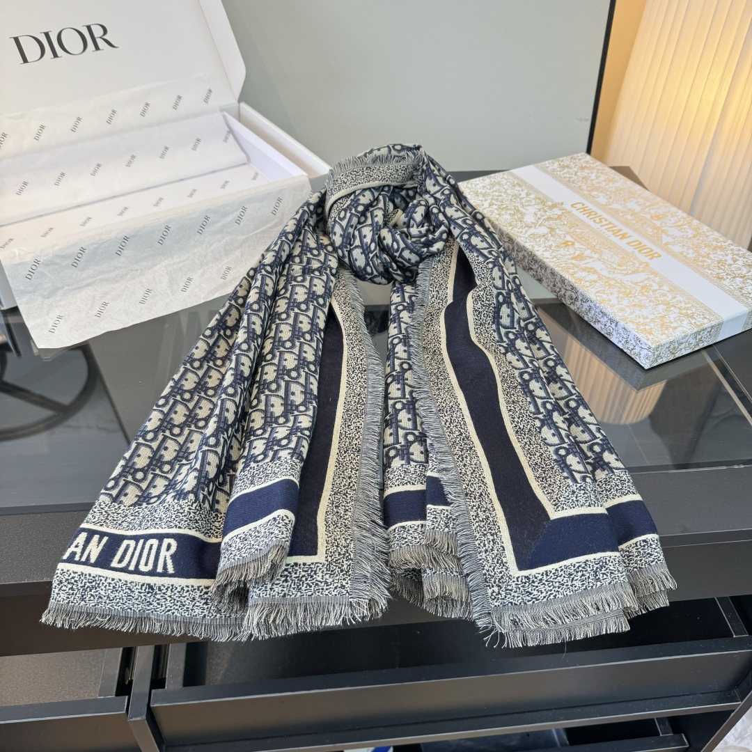 Dior Striped-Border Fringed Square Shawl product image 13, provided for visual reference and product detail review