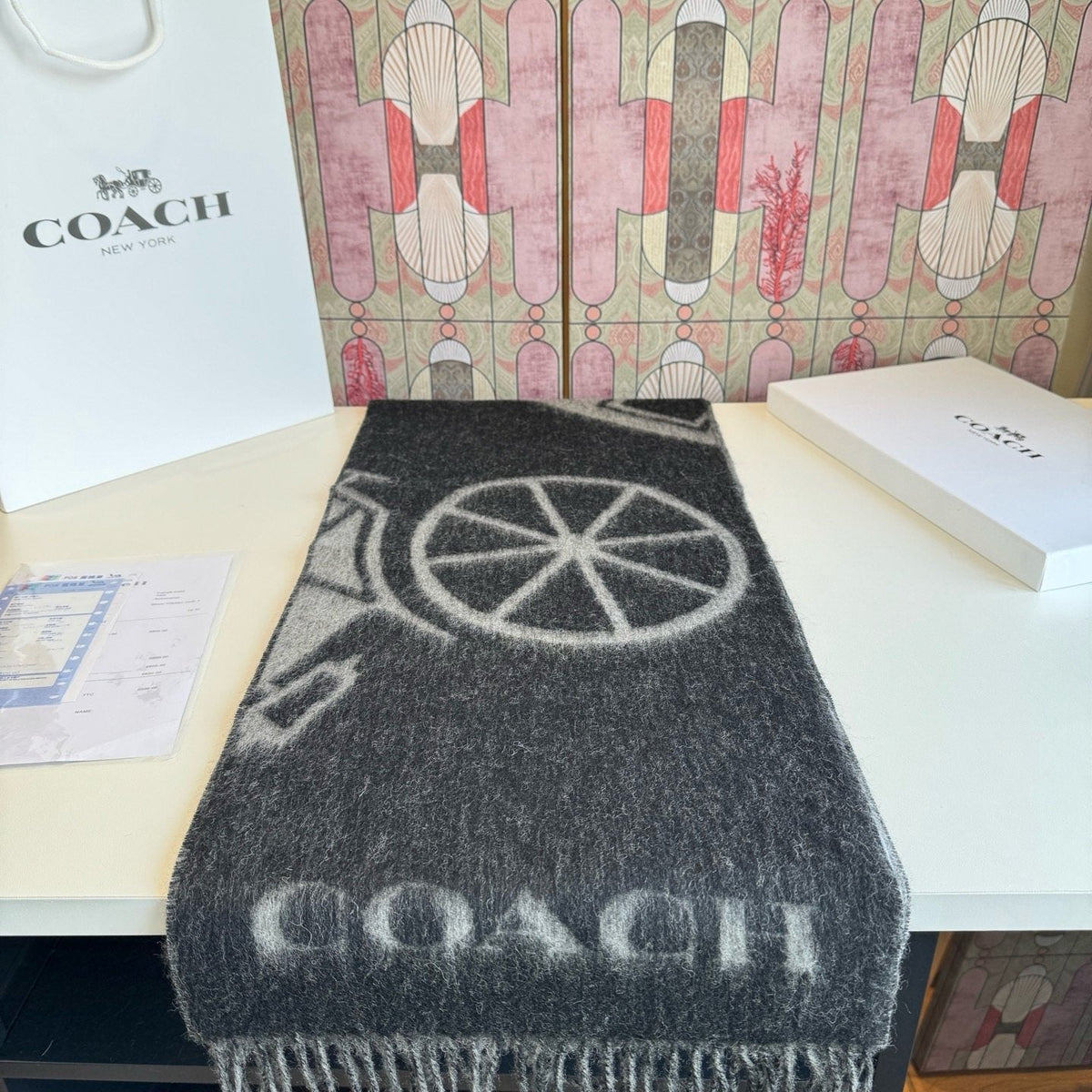 Coach Reversible Fringed Logo Scarf product image 4, provided for visual reference and product detail review