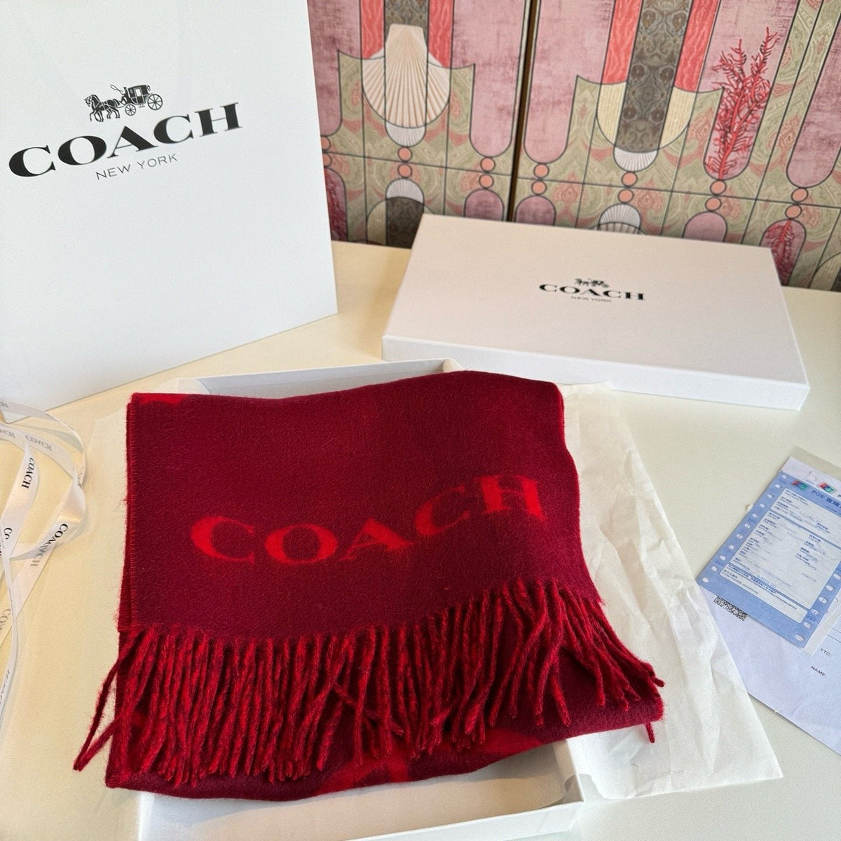 Coach Reversible Fringed Logo Scarf product image 7, provided for visual reference and product detail review