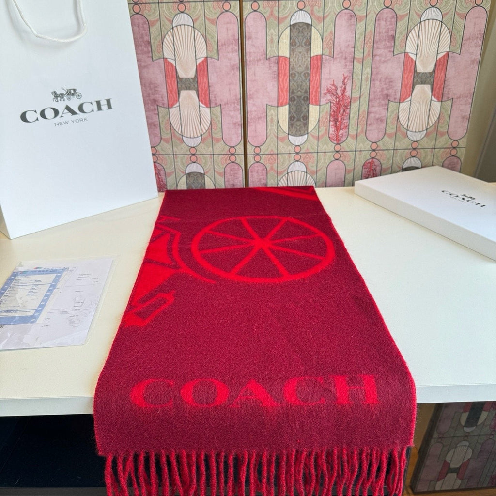 Coach Reversible Fringed Logo Scarf product image 1, provided for visual reference and product detail review
