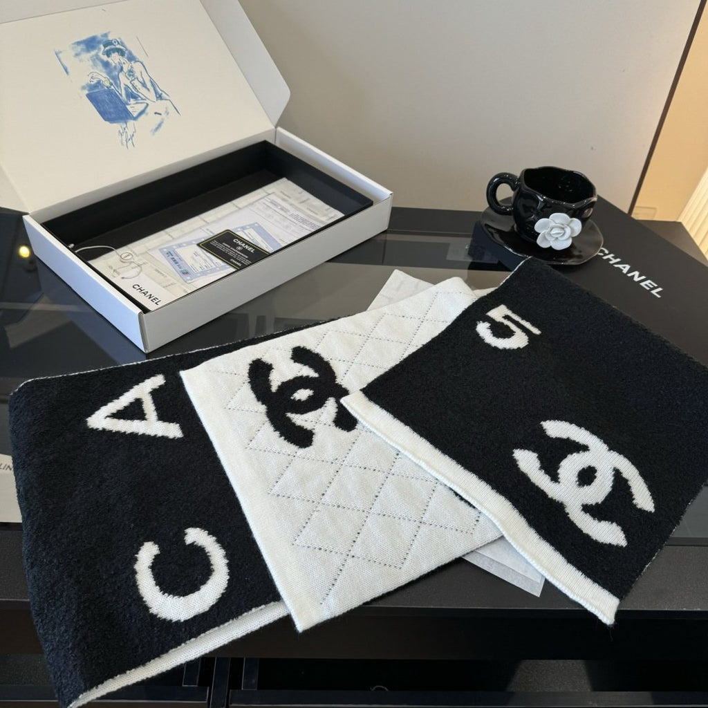 Chanel Knit Scarf with Ivory Motifs product image 5, provided for visual reference and product detail review