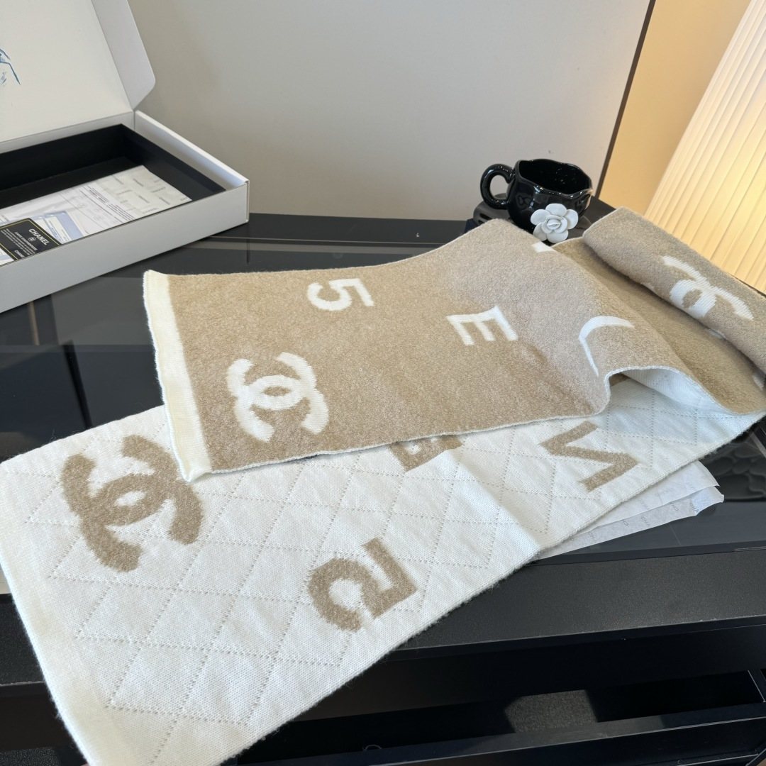 Chanel Knit Scarf with Ivory Motifs product image 4, provided for visual reference and product detail review