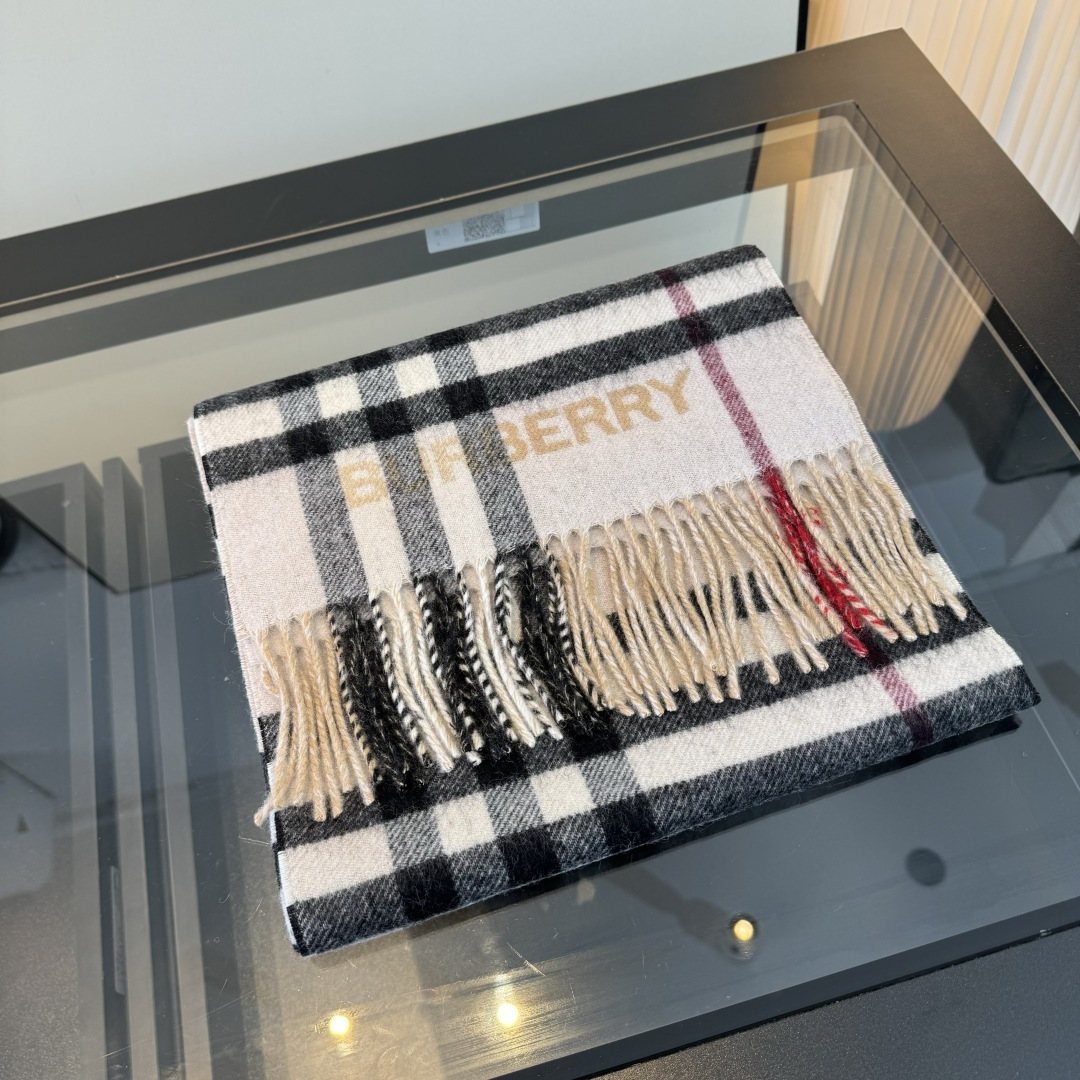 Burberry Beige Plaid Fringed Scarf product image 2, provided for visual reference and product detail review
