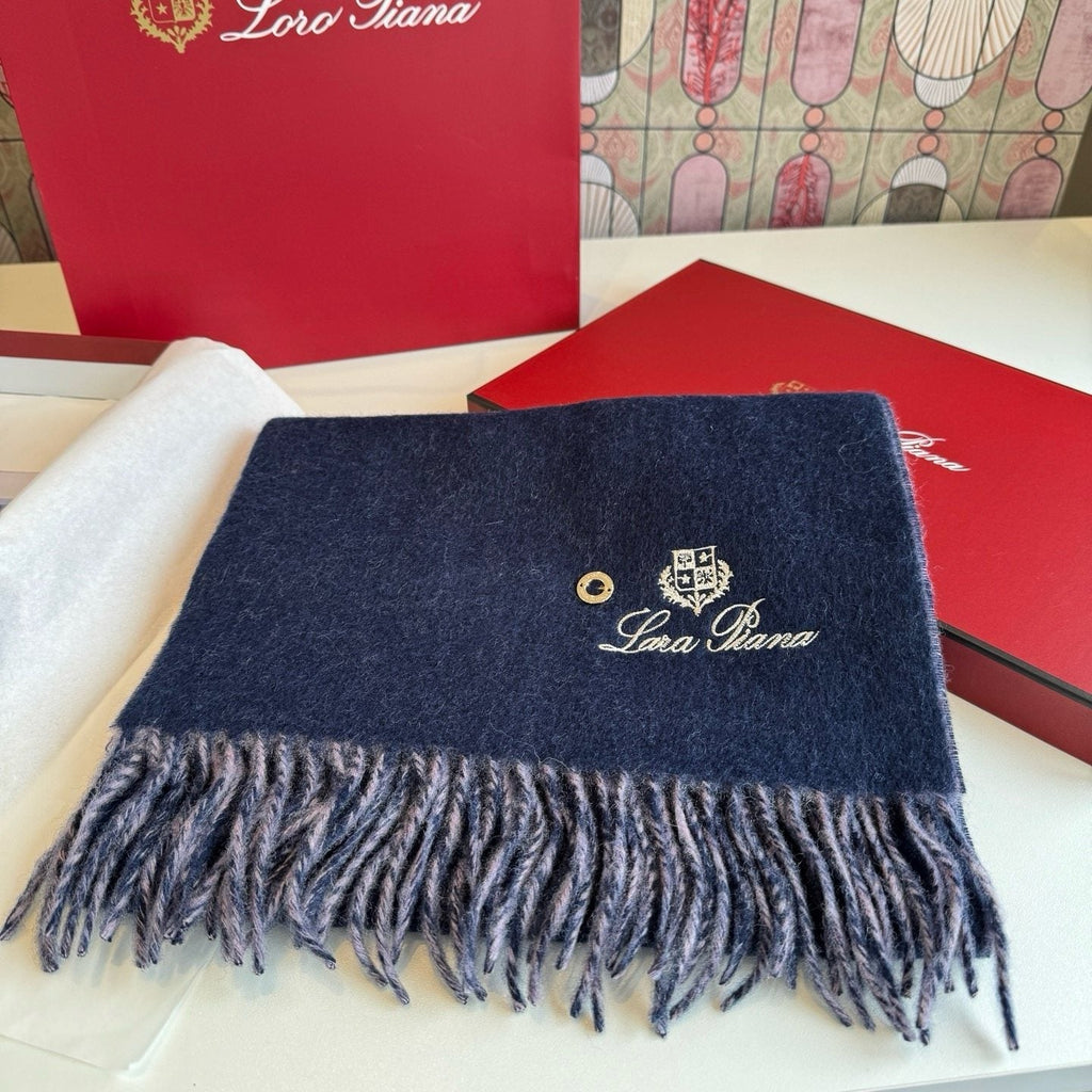 Loro Piana Reversible Scarf with Embroidered Crest product image 8, provided for visual reference and product detail review