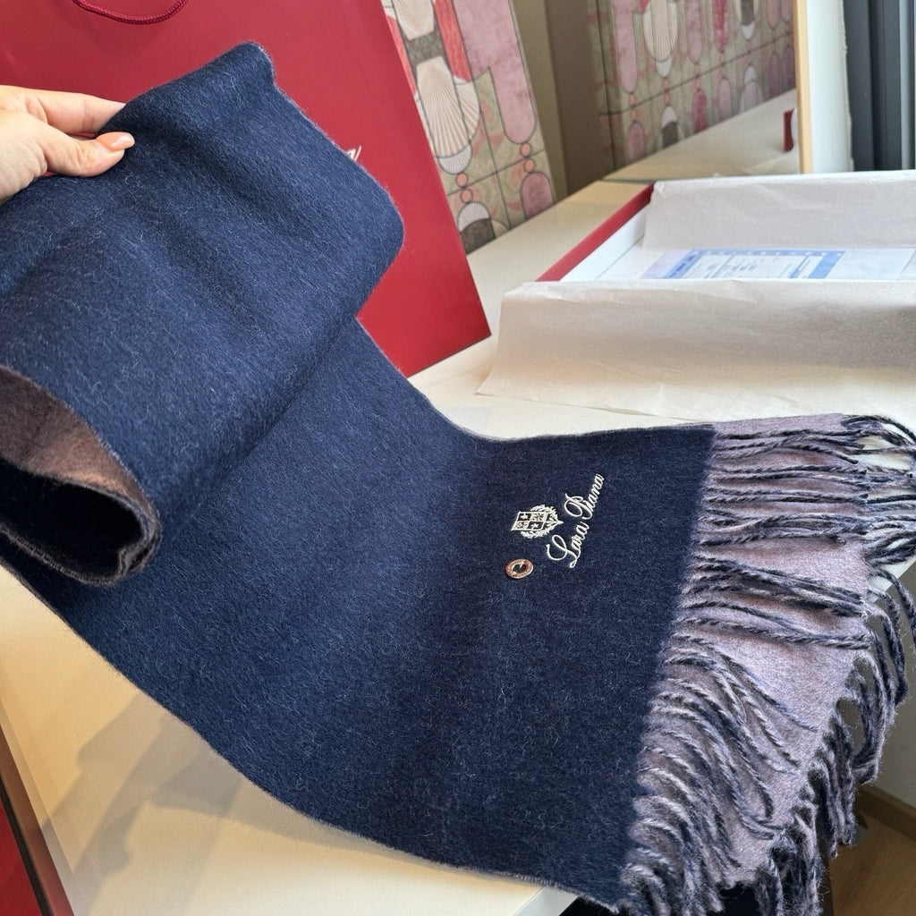 Loro Piana Reversible Scarf with Embroidered Crest product image 11, provided for visual reference and product detail review