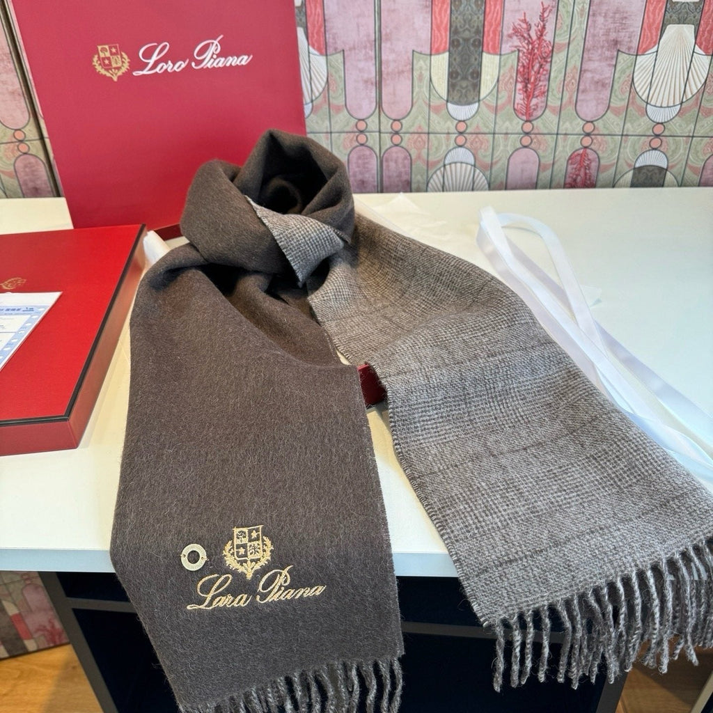 Loro Piana Reversible Scarf with Embroidered Crest product image 9, provided for visual reference and product detail review