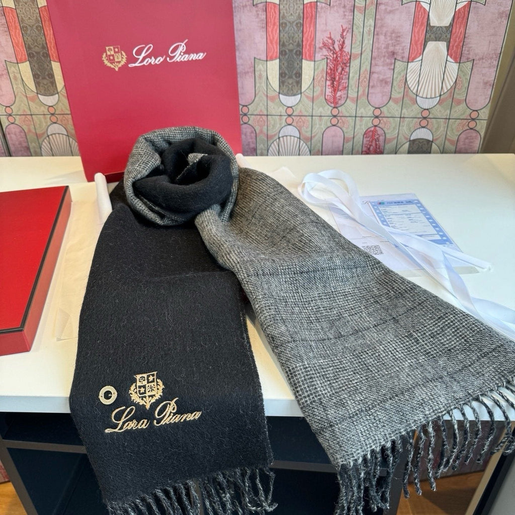 Loro Piana Reversible Scarf with Embroidered Crest product image 10, provided for visual reference and product detail review