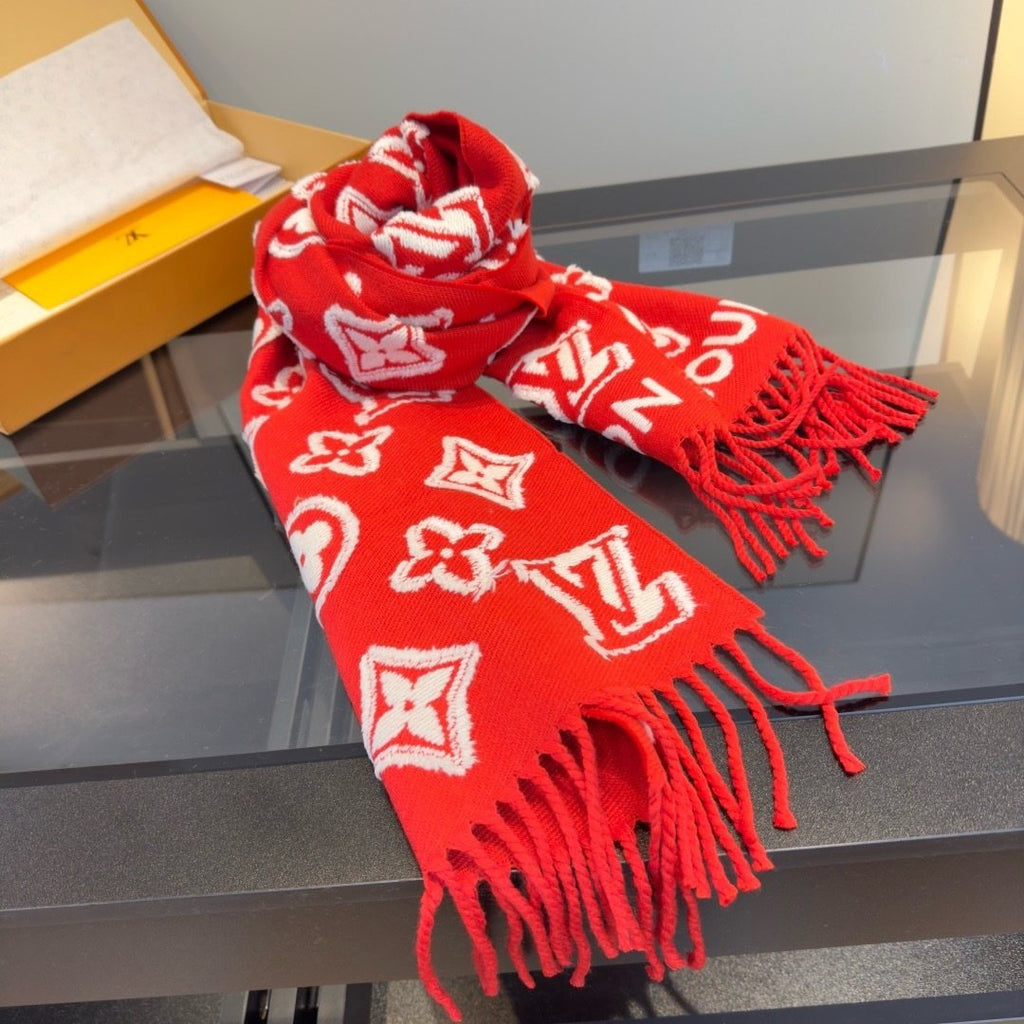 Louis Vuitton Fringed Monogram-Style Scarf product image 8, provided for visual reference and product detail review