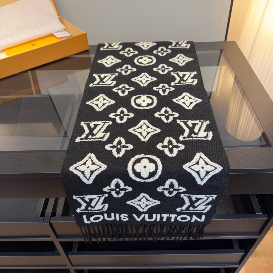 Louis Vuitton Fringed Monogram-Style Scarf product image 3, provided for visual reference and product detail review