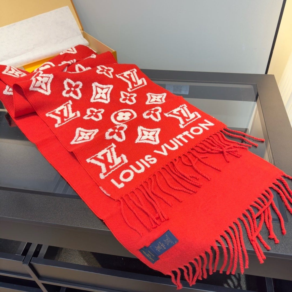 Louis Vuitton Fringed Monogram-Style Scarf product image 9, provided for visual reference and product detail review