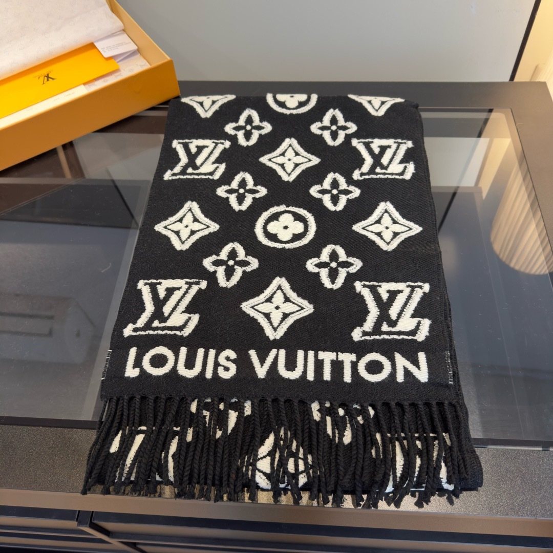 Louis Vuitton Fringed Monogram-Style Scarf product image 4, provided for visual reference and product detail review