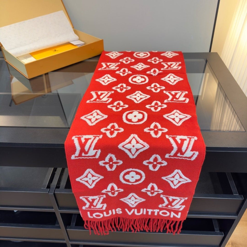 Louis Vuitton Fringed Monogram-Style Scarf product image 1, provided for visual reference and product detail review