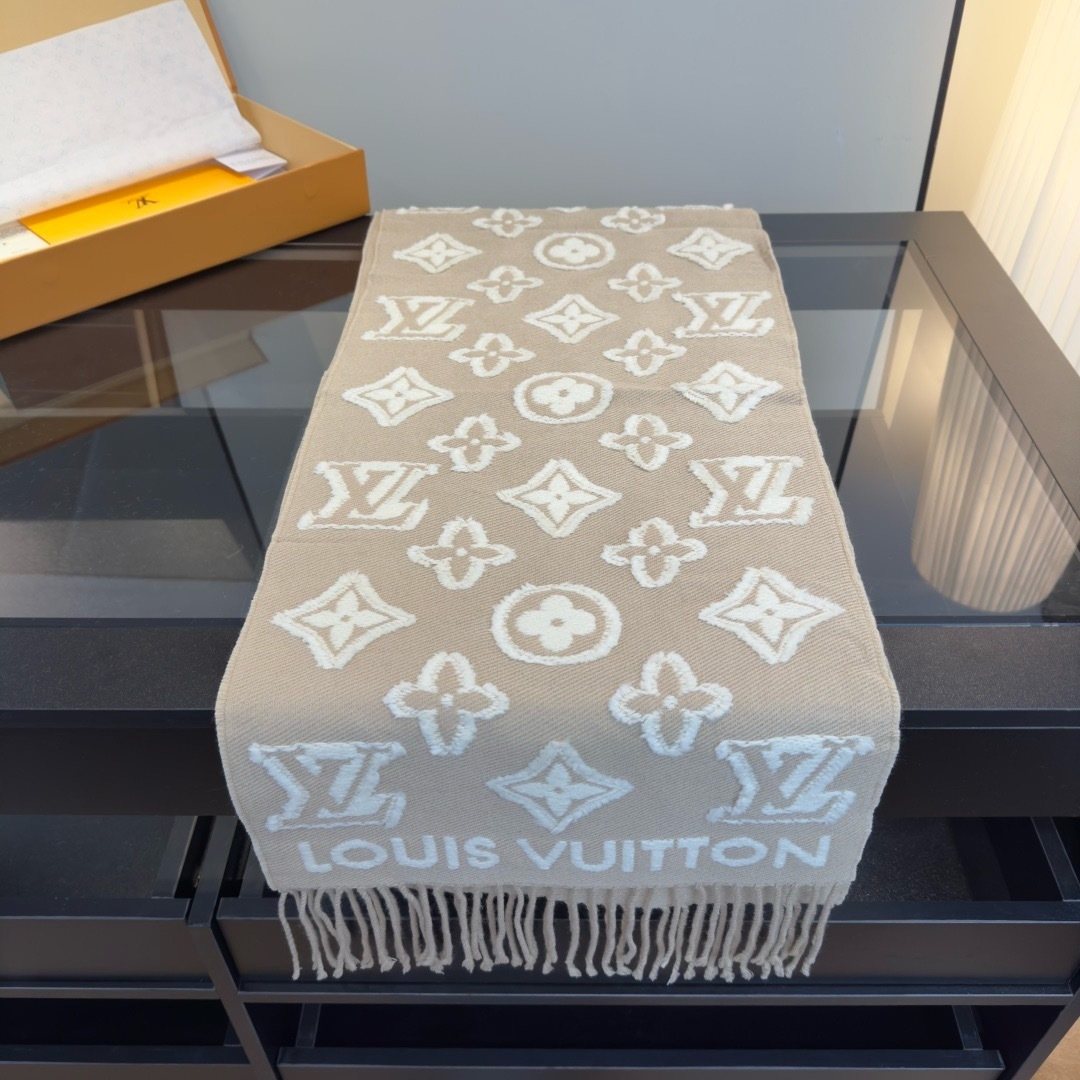 Louis Vuitton Fringed Monogram-Style Scarf product image 2, provided for visual reference and product detail review
