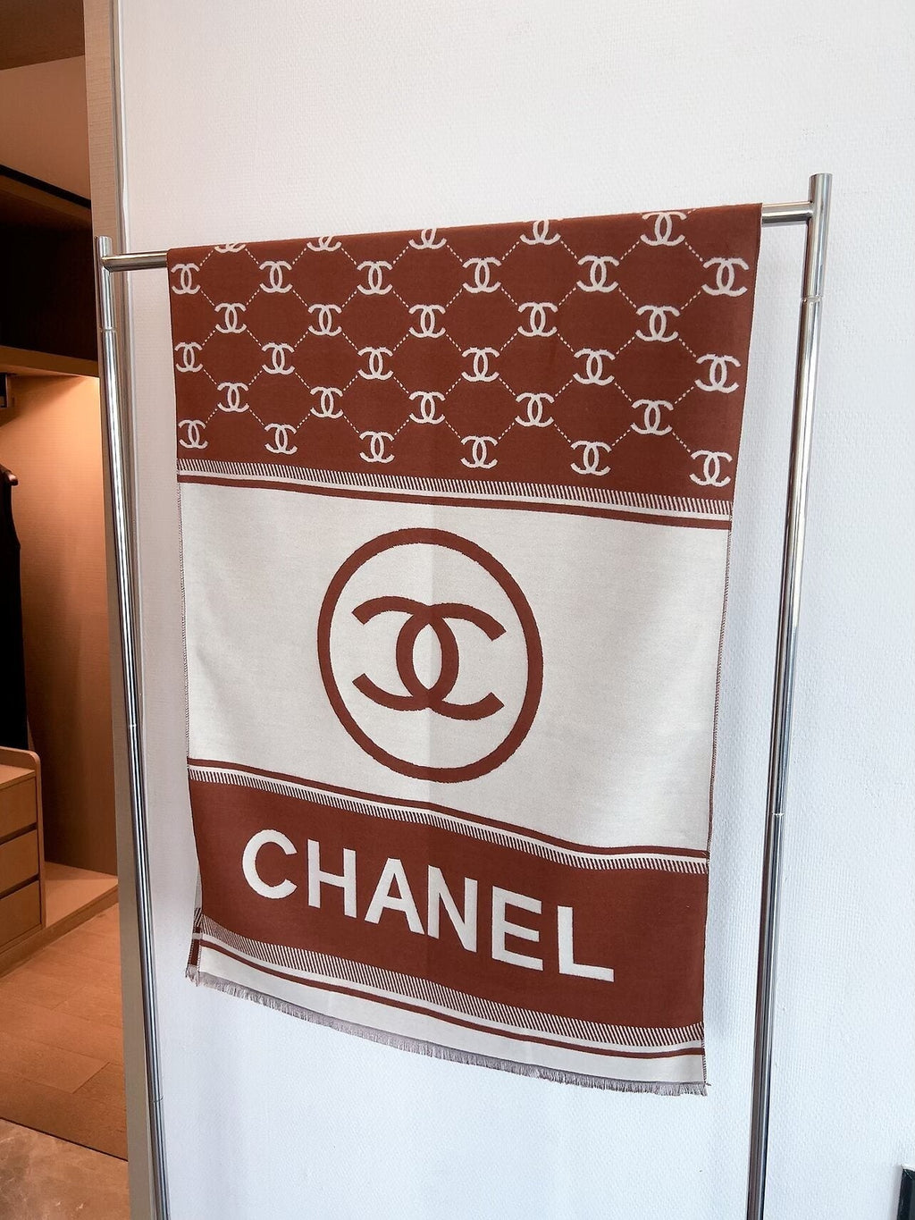 Chanel Logo Border Scarf product image 1, provided for visual reference and product detail review