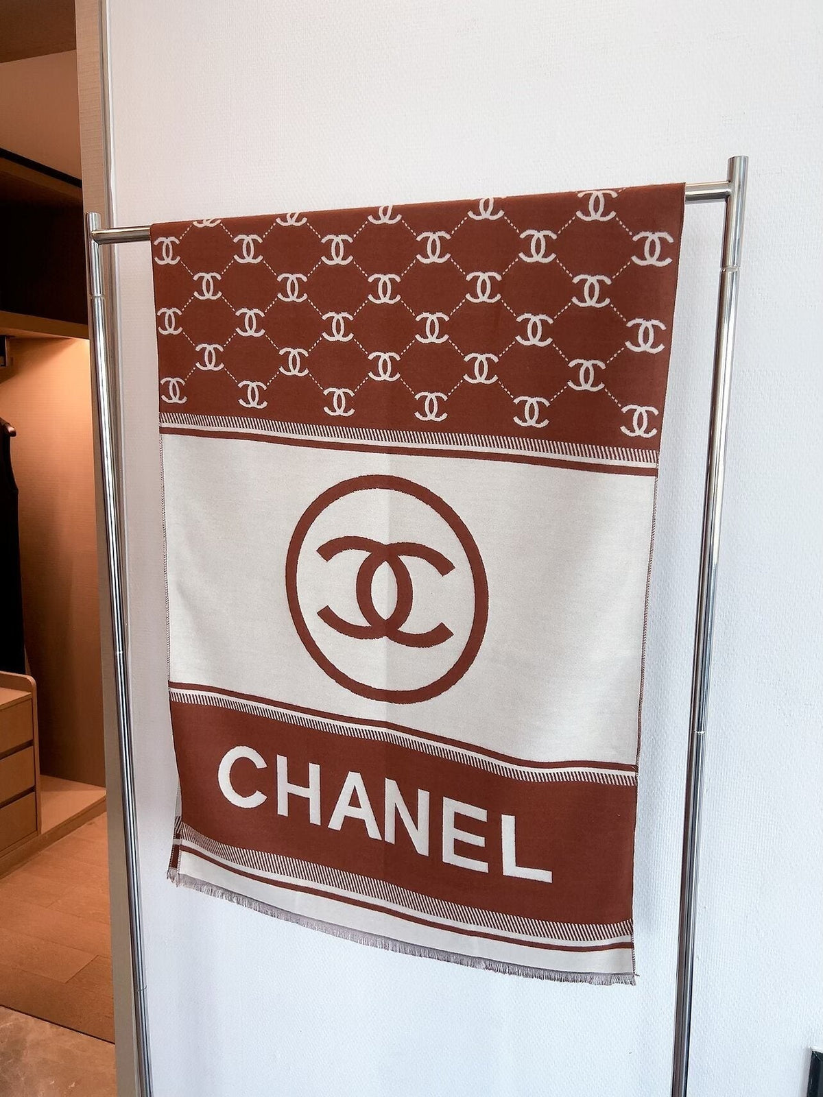 Chanel Logo Border Scarf product image 1, provided for visual reference and product detail review