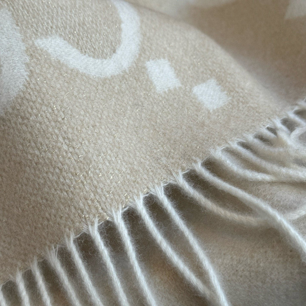 Gucci Beige & Ivory Fringed Scarf product image 5, provided for visual reference and product detail review
