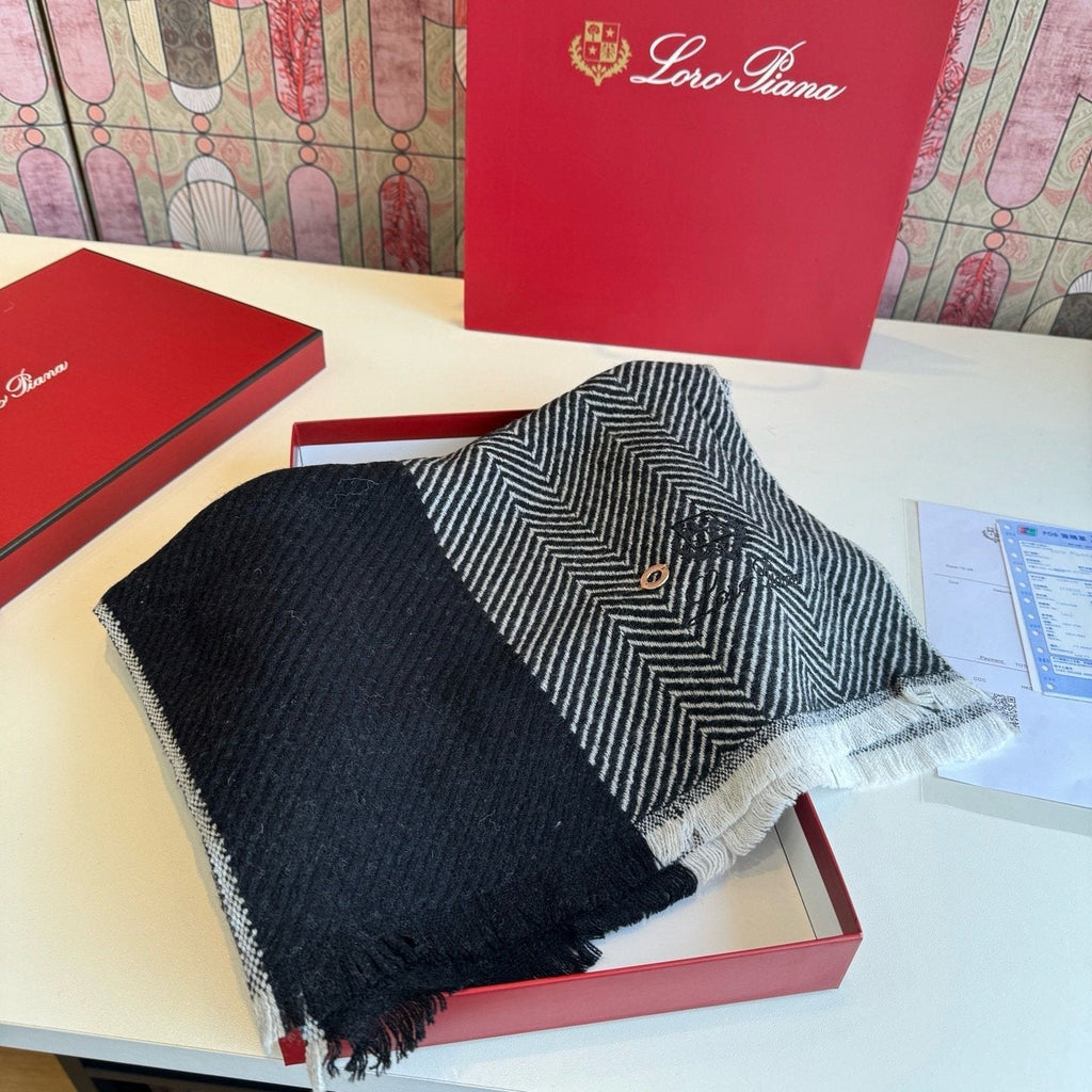 Loro Piana Herringbone Fringe Scarf product image 4, provided for visual reference and product detail review