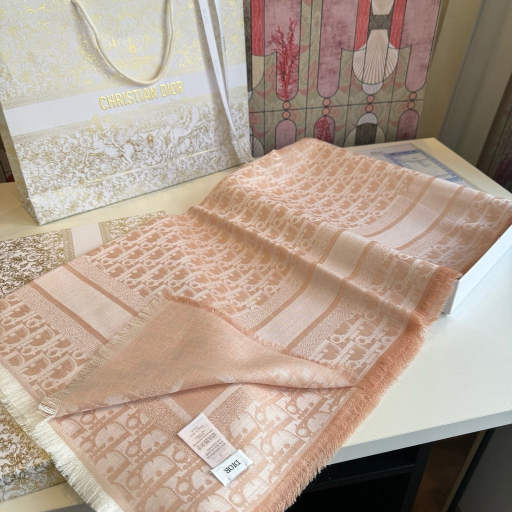 Dior Fringed Monogram Square Scarf product image 5, provided for visual reference and product detail review