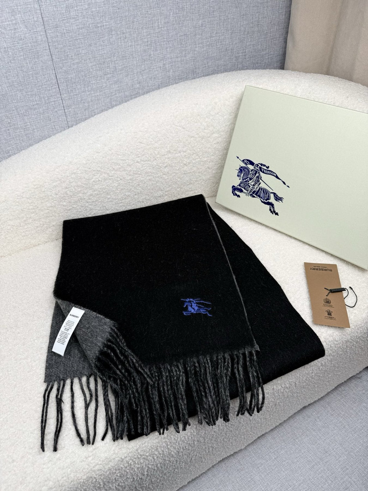 Burberry Embroidered Reversible Fringed Scarf product image 15, provided for visual reference and product detail review