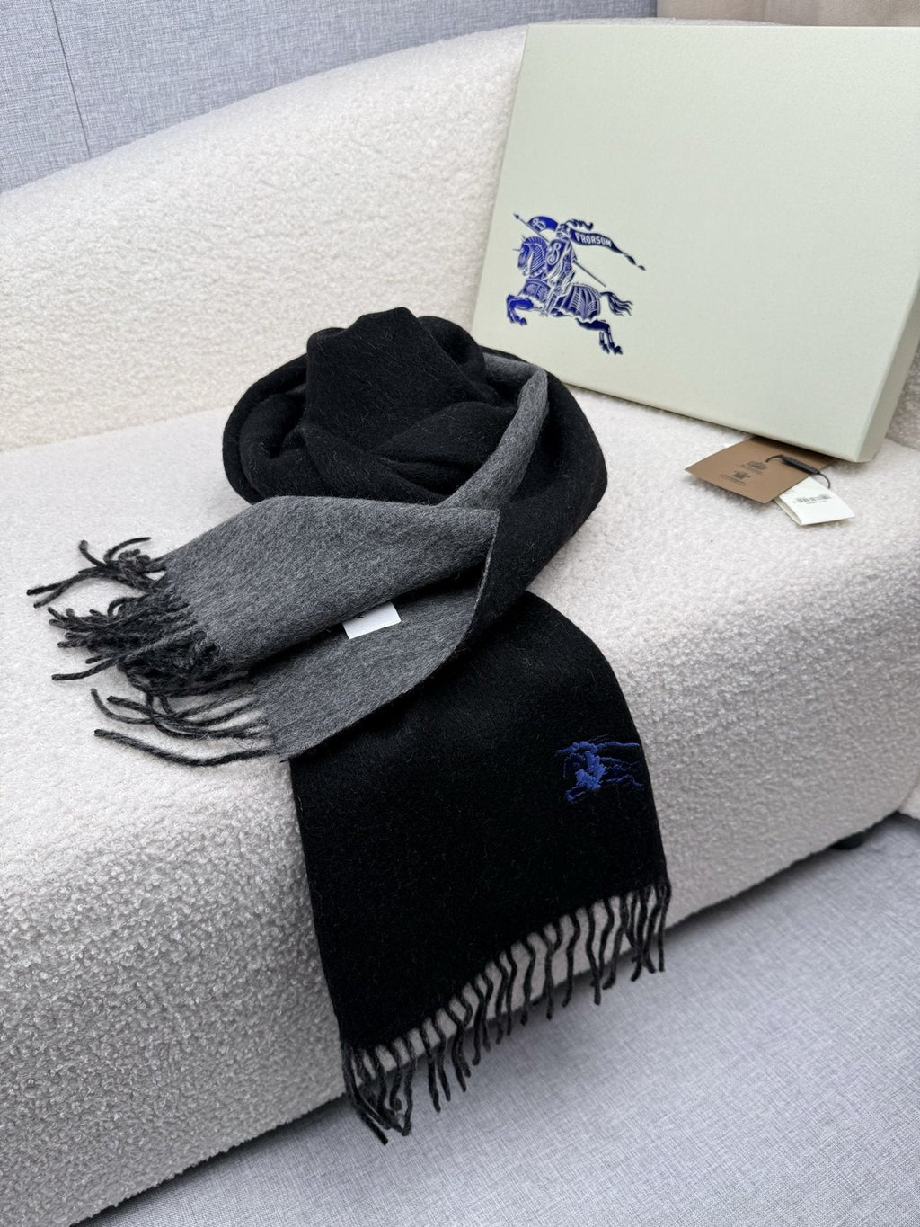 Burberry Embroidered Reversible Fringed Scarf product image 17, provided for visual reference and product detail review