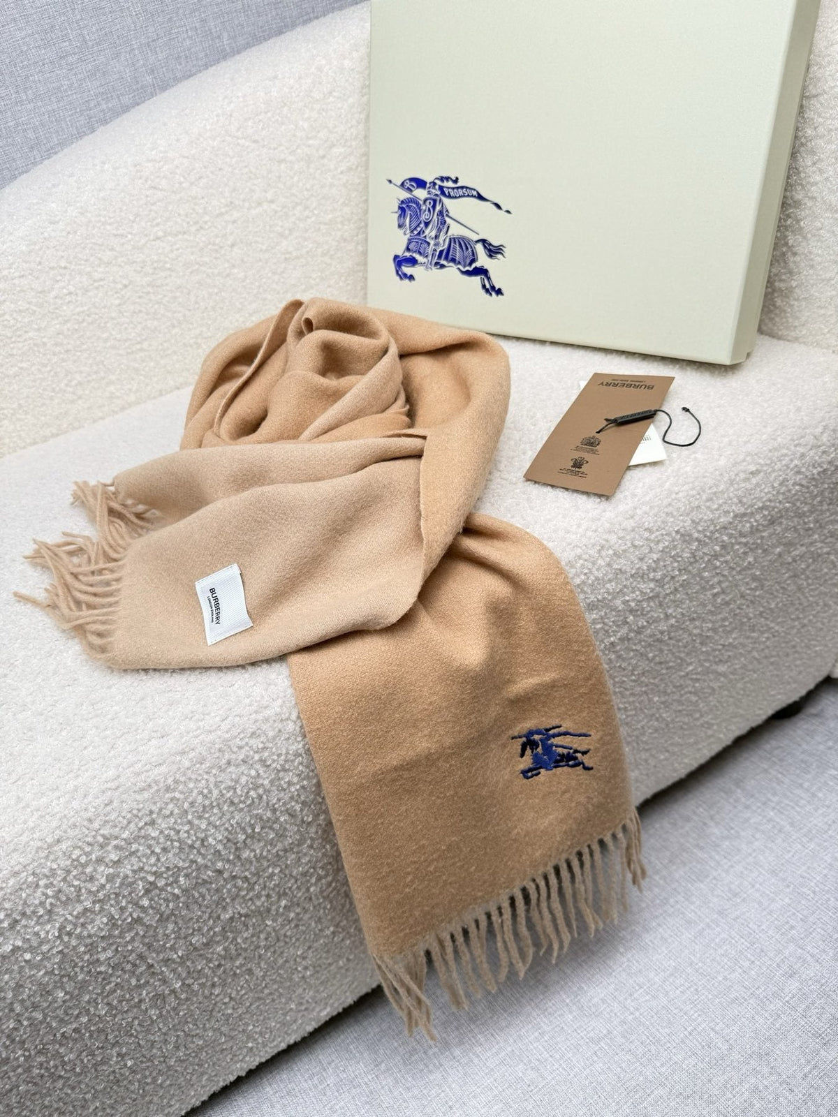 Burberry Embroidered Reversible Fringed Scarf product image 16, provided for visual reference and product detail review