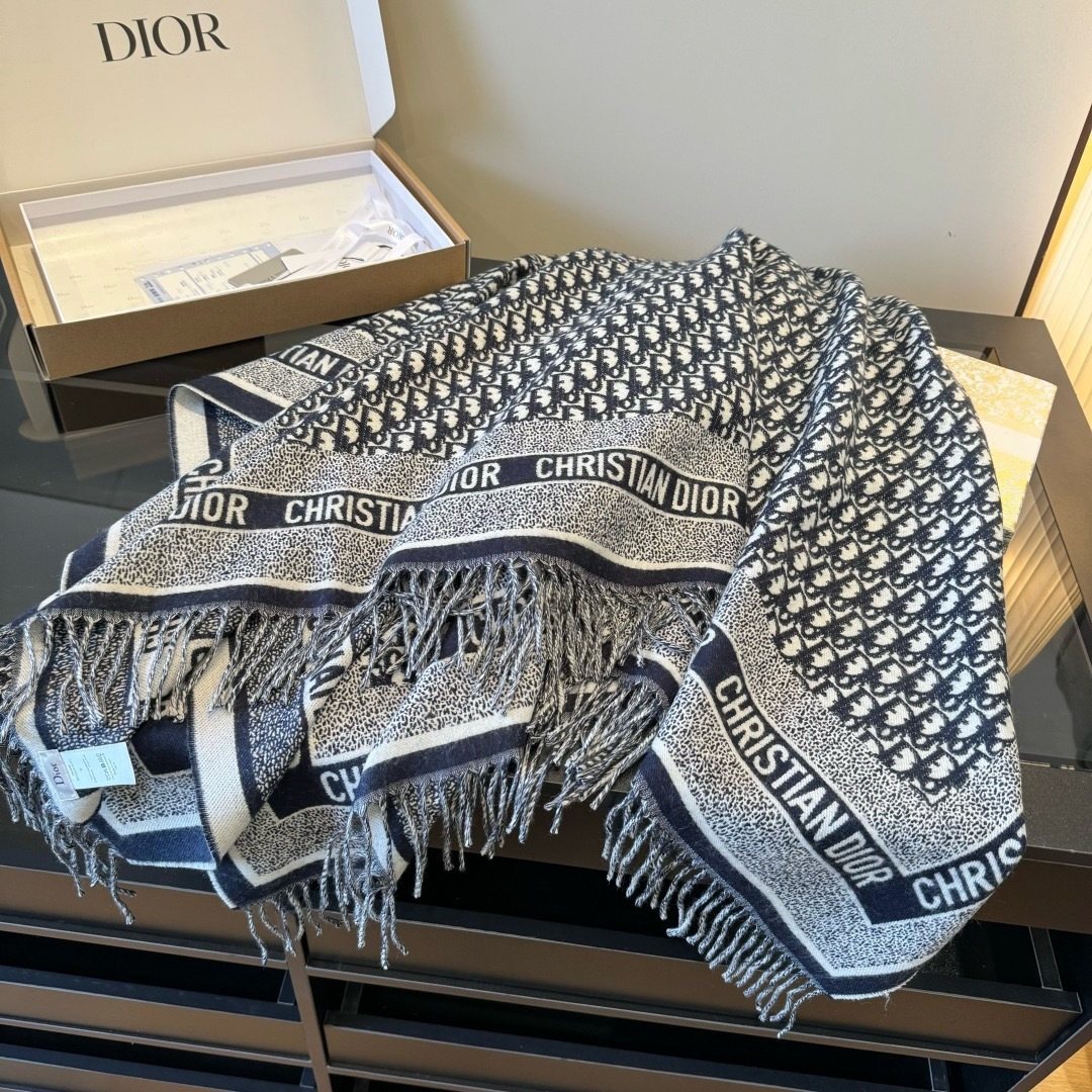 Dior Letter-Pattern Fringed Square Scarf product image 13, provided for visual reference and product detail review