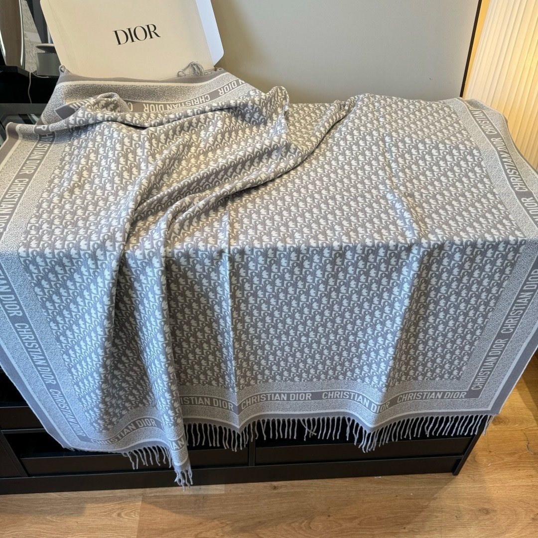Dior Letter-Border Fringed Square Shawl product image 8, provided for visual reference and product detail review