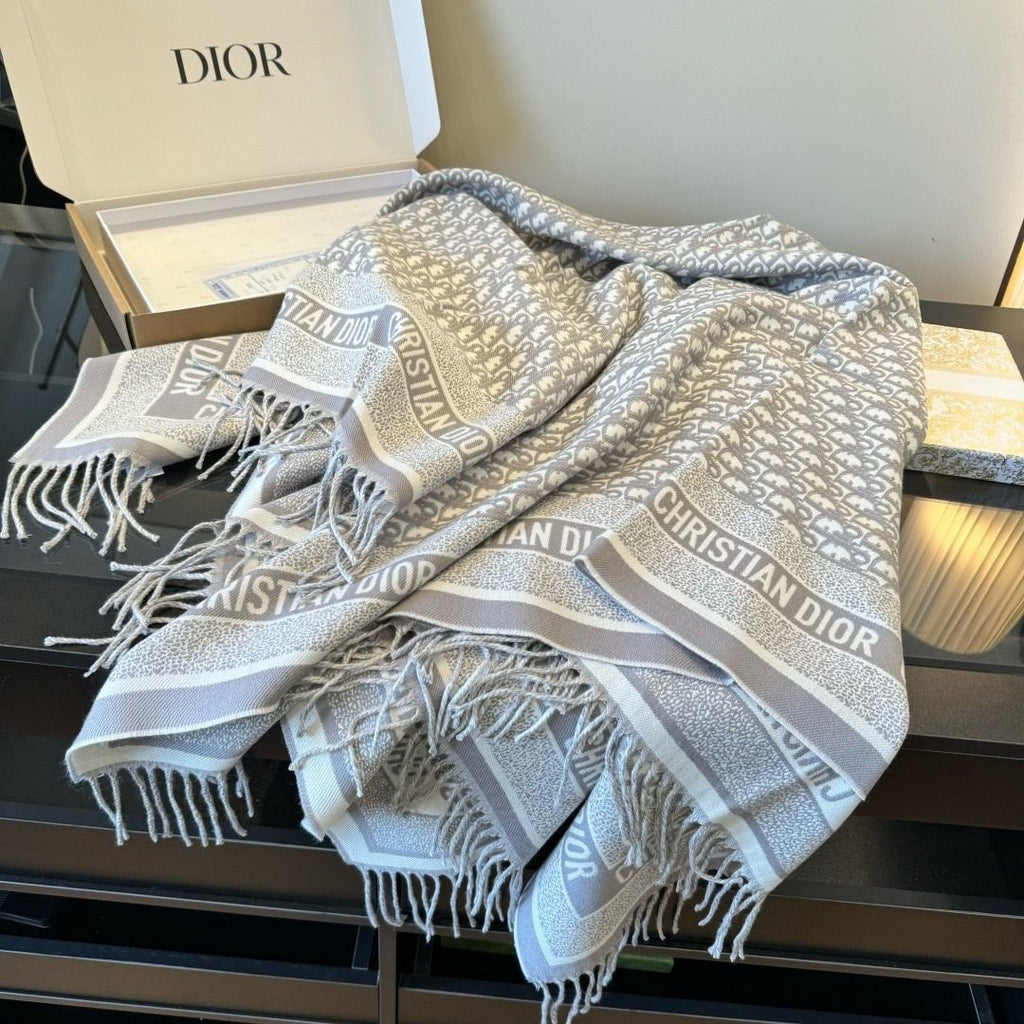 Dior Letter-Pattern Fringed Square Scarf product image 12, provided for visual reference and product detail review