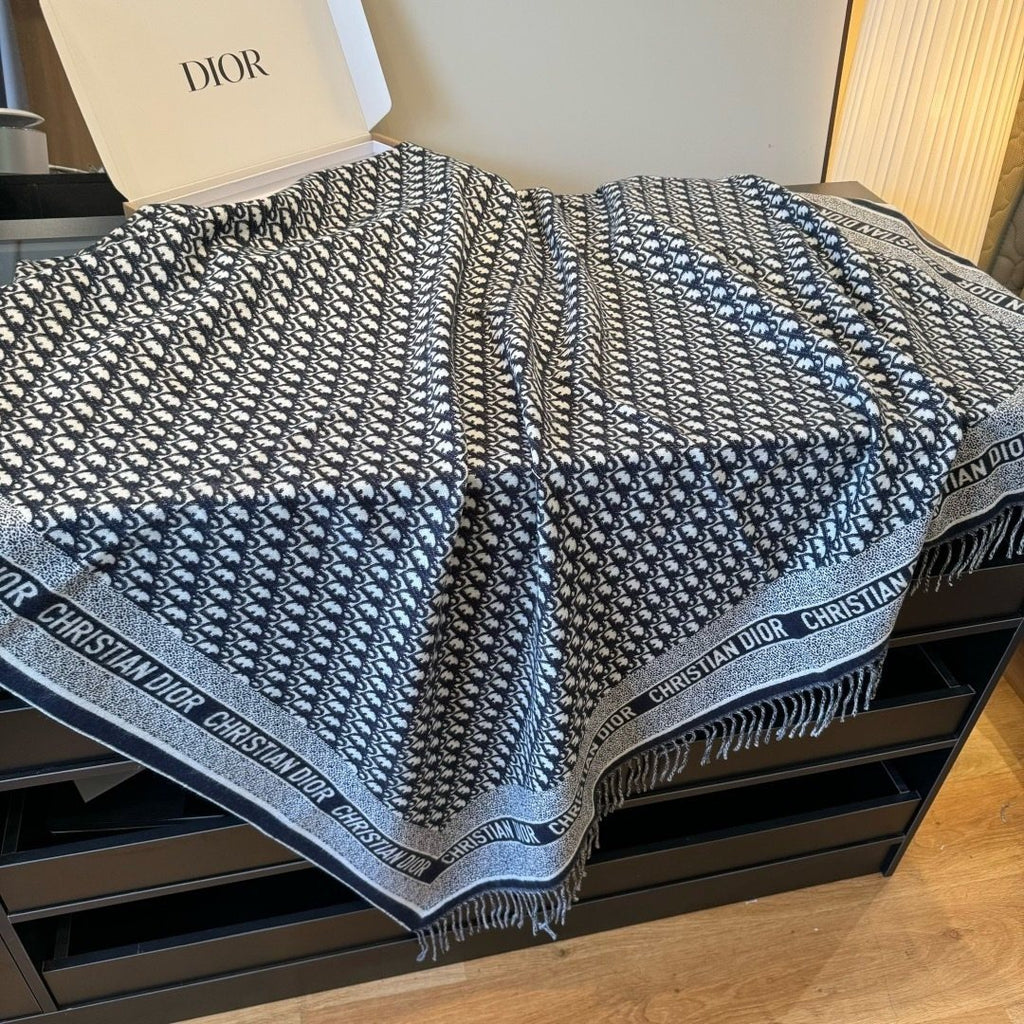 Dior Letter-Border Fringed Square Shawl product image 9, provided for visual reference and product detail review