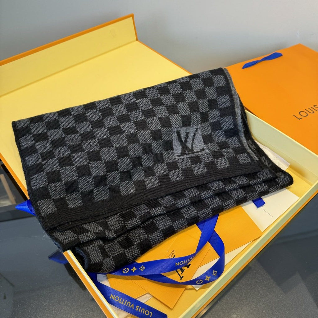 Louis Vuitton Black and Charcoal Checkerboard Scarf product image 6, provided for visual reference and product detail review