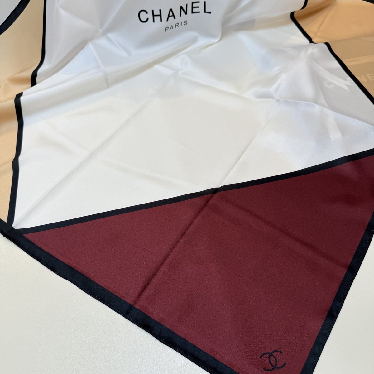 Chanel Blue Color-Block Square Scarf product image 5, provided for visual reference and product detail review