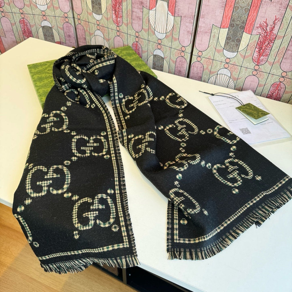 Gucci Fringed Monogram-Style Scarf product image 5, provided for visual reference and product detail review