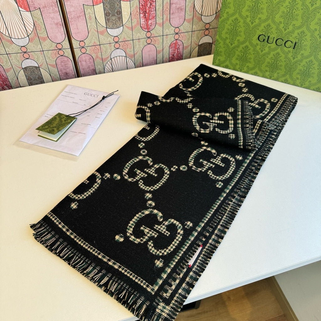 Gucci Fringed Monogram-Style Scarf product image 3, provided for visual reference and product detail review