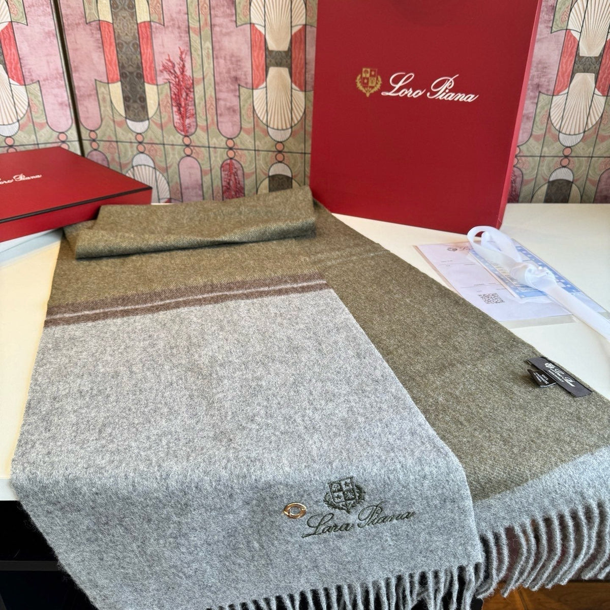Loro Piana Reversible Fringed Cashmere Scarf product image 7, provided for visual reference and product detail review