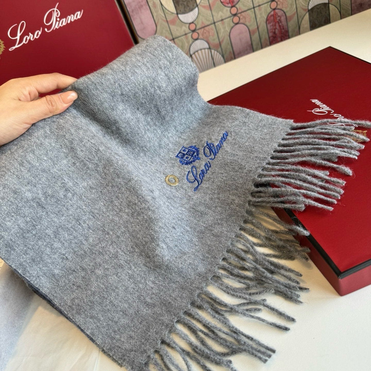 Loro Piana Two-Tone Fringe Scarf - 30 x 185 cm product image 13, provided for visual reference and product detail review