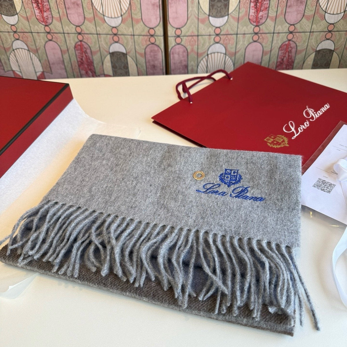 Loro Piana Two-Tone Fringe Scarf - 30 x 185 cm product image 3, provided for visual reference and product detail review