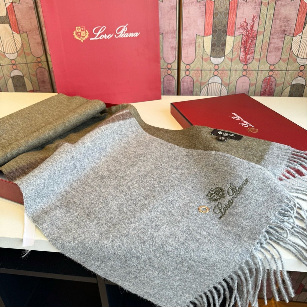 Loro Piana Two-Tone Fringe Scarf - 30 x 185 cm product image 14, provided for visual reference and product detail review