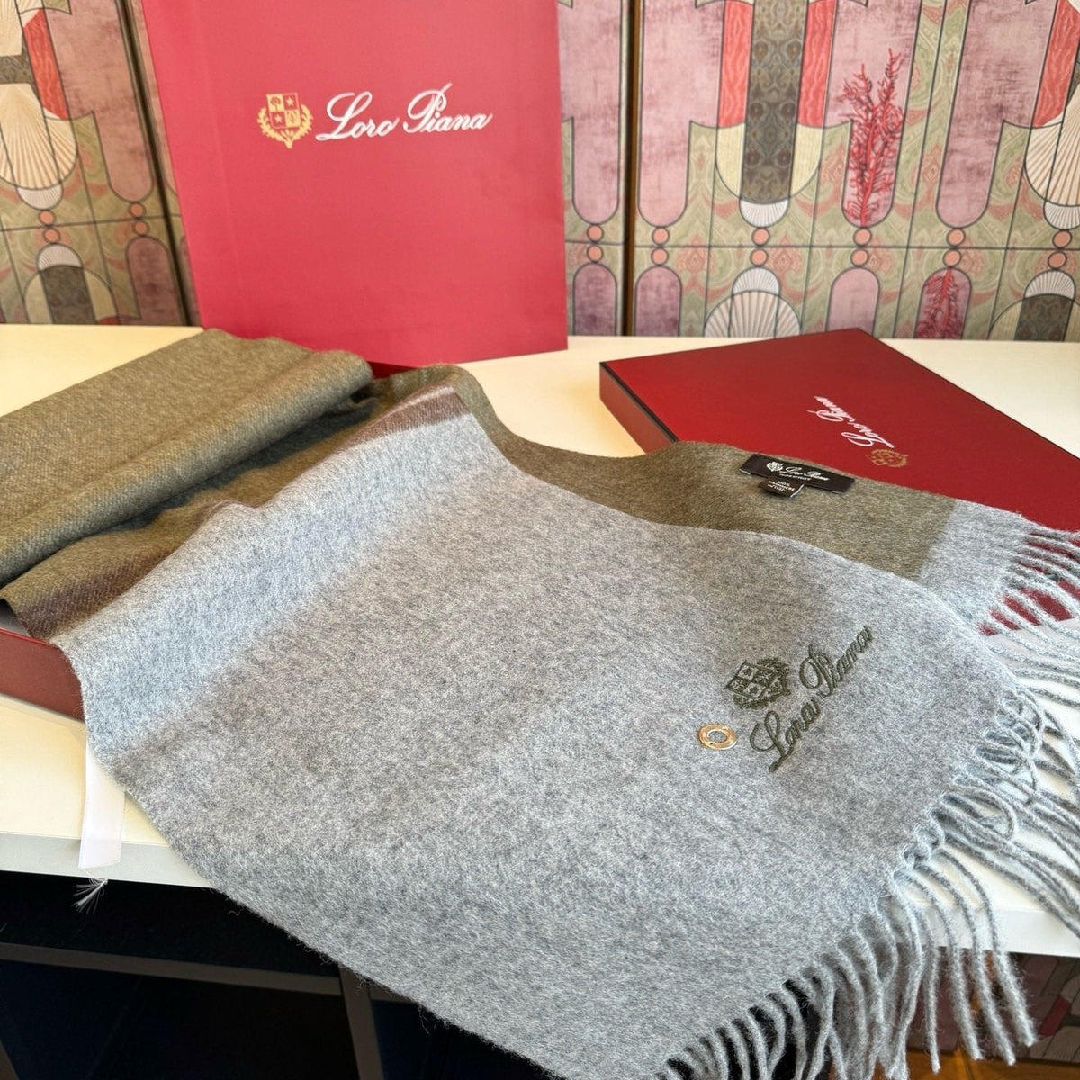 Loro Piana Two-Tone Fringe Scarf - 30 x 185 cm product image 14, provided for visual reference and product detail review