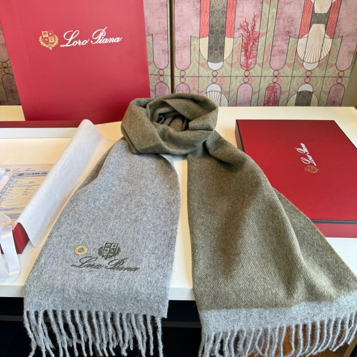 Loro Piana Reversible Fringed Cashmere Scarf product image 4, provided for visual reference and product detail review